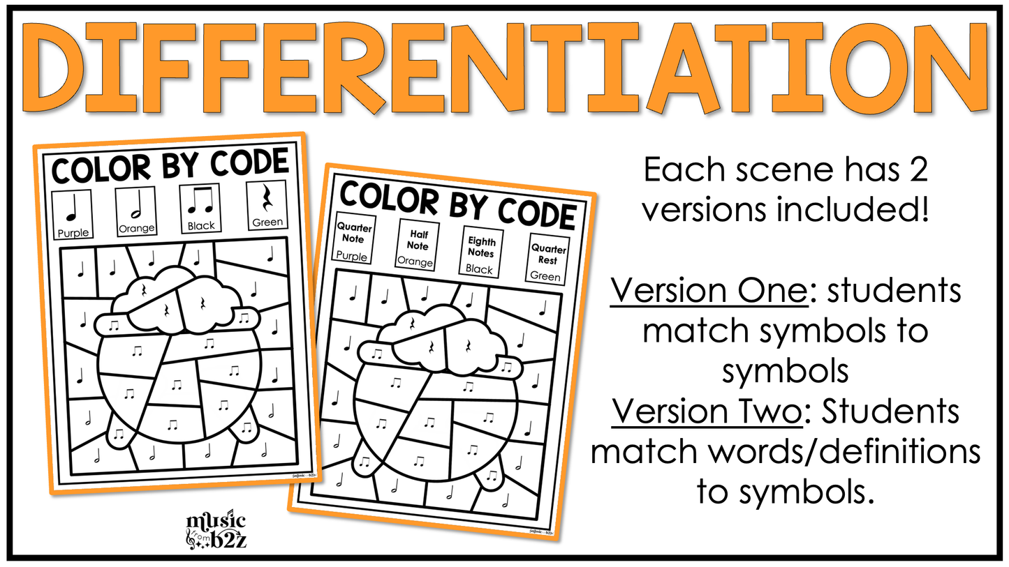 Halloween Music Coloring Halloween Music Worksheets Music Color by Note