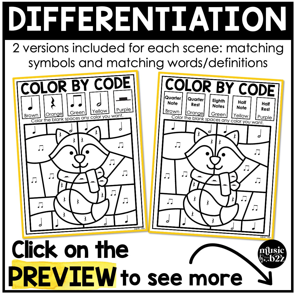 Fall Music Coloring Color by Rhythm Fall Music Worksheets Music Color by Note