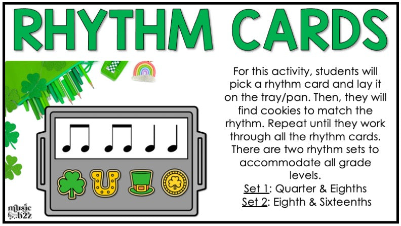 St. Patrick's Day Rhythm Cookies Elementary Music Centers Game Craft Composition