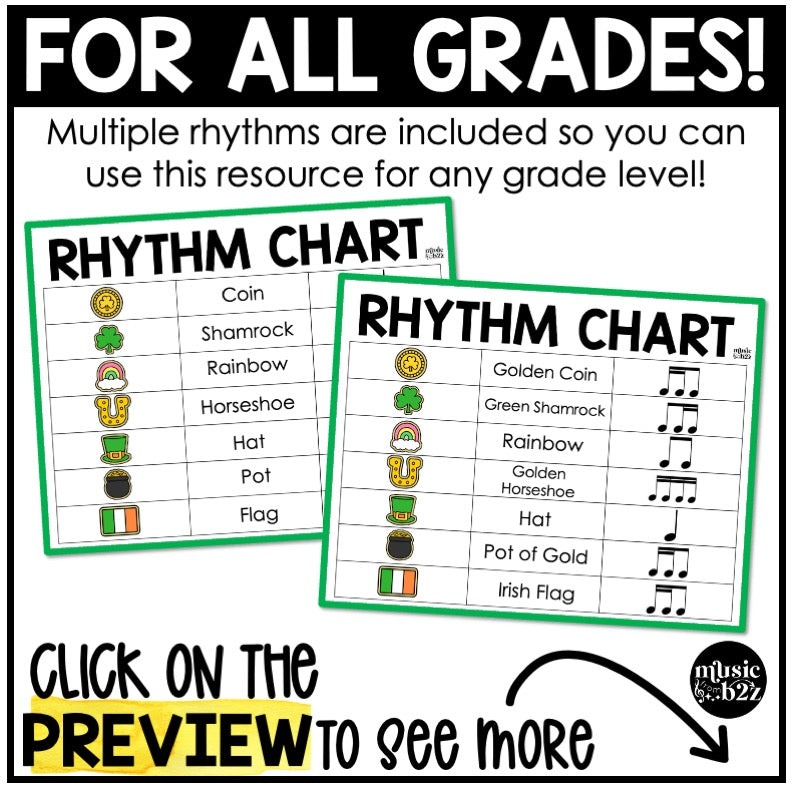 St. Patrick's Day Rhythm Cookies Elementary Music Centers Game Craft Composition