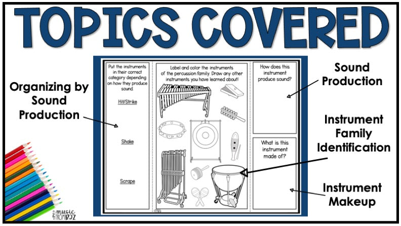 Percussion Family Foldable Activity - Musical Instrument Families of the Orchestra Worksheet Lesson