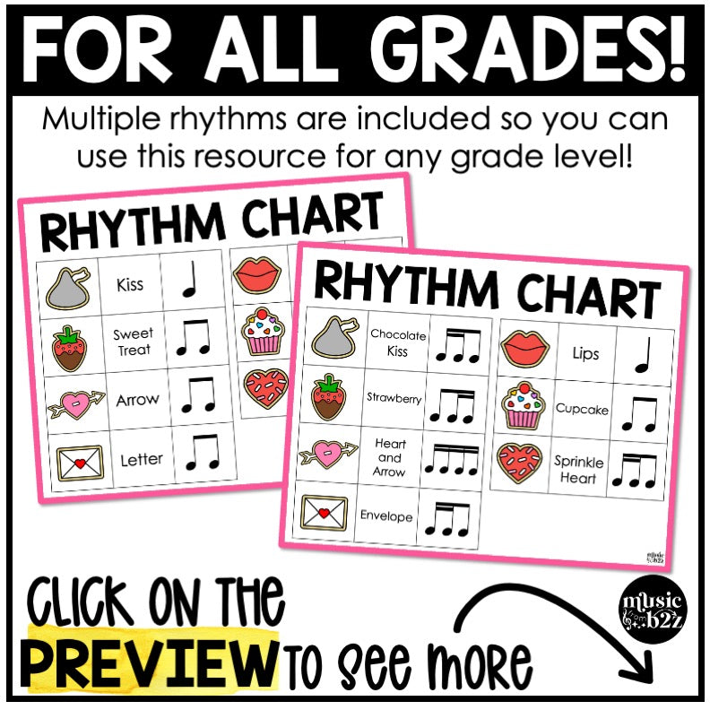 Valentines Day Rhythm Cookies Elementary Music Centers Game Craft Composition