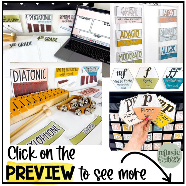 Music Classroom Decor BUNDLE - Music Bulletin Board & Posters - Modern Oasis