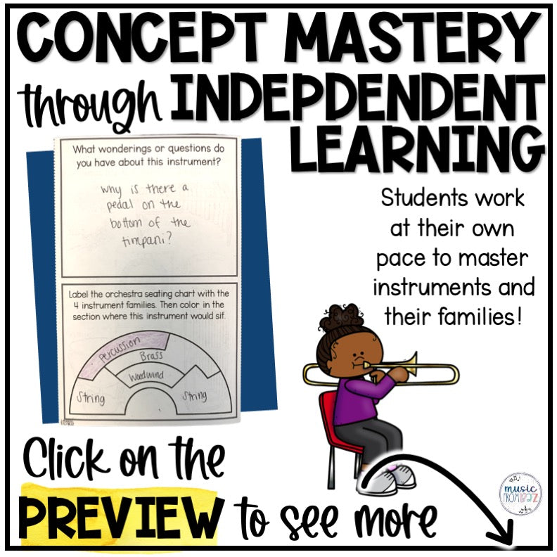 Percussion Family Foldable Activity - Musical Instrument Families of the Orchestra Worksheet Lesson