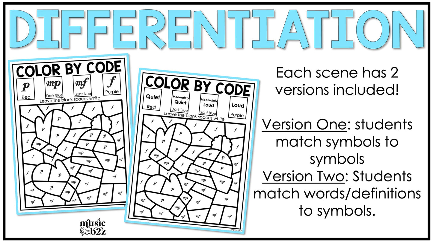 Winter Music Coloring Color by Note Winter Music Worksheets Dynamics