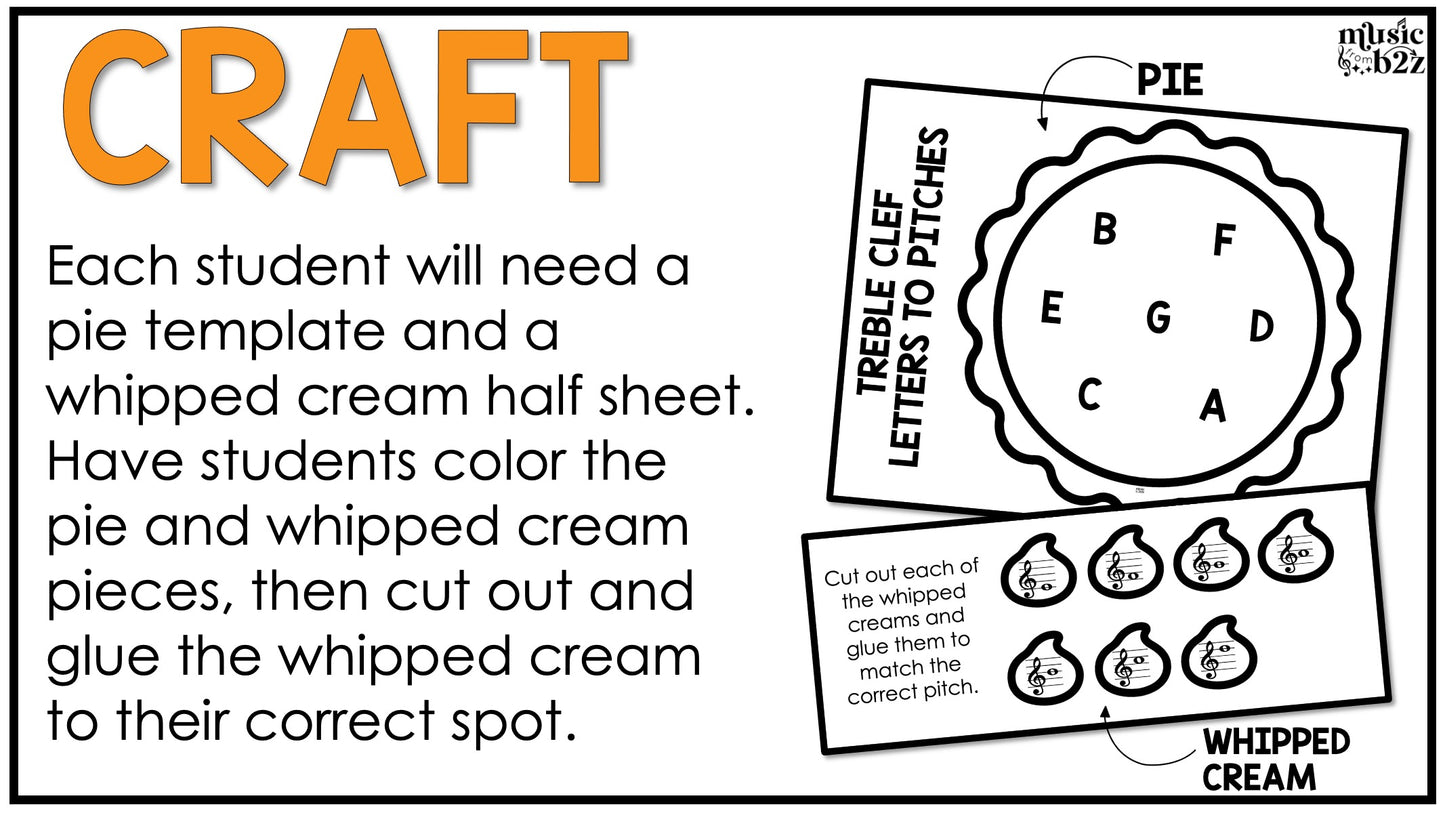 Thanksgiving Music Craft Treble Clef Bass Clef Music Centers Music Sub Plans