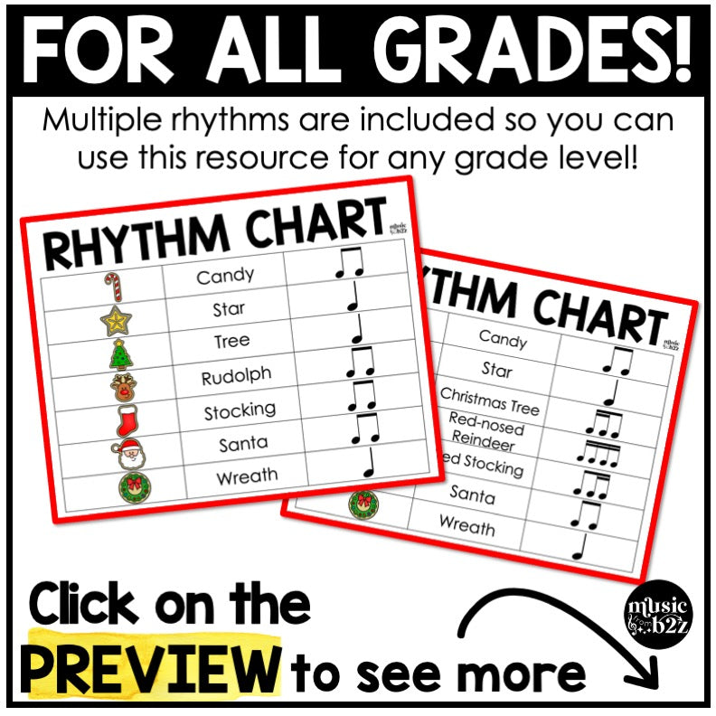 Christmas Rhythm Cookies Elementary Music Centers Game Craft Composition