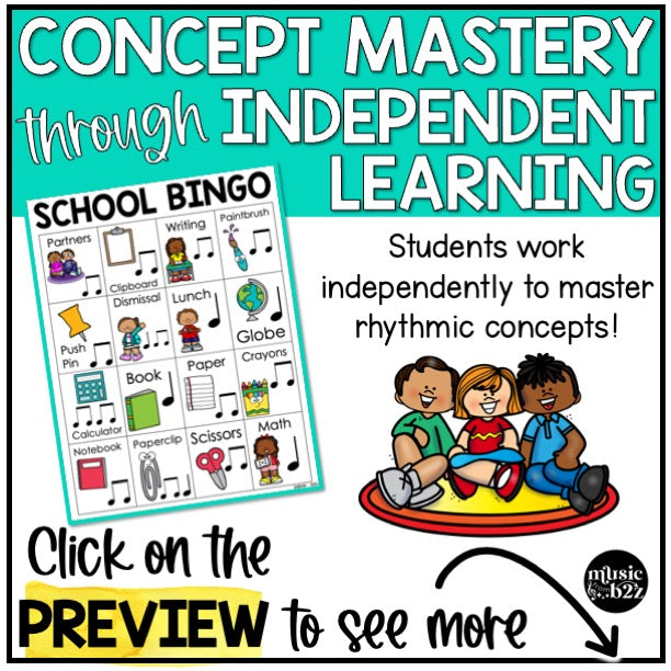 Back to School Music Bingo First Week Game Activities for Quarter & Eighth Notes