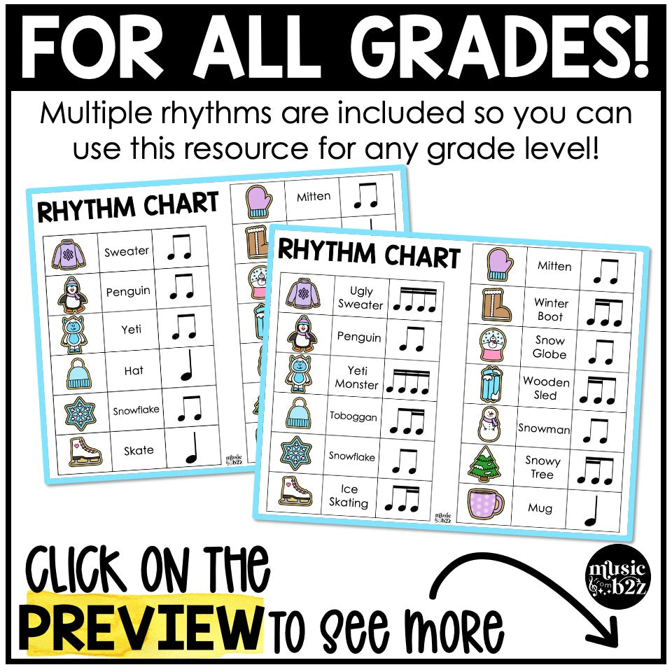 Winter Rhythm Cookies Elementary Music Activity Centers Game Craft Composition