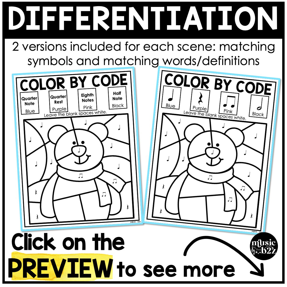 Winter Music Coloring Winter Music Worksheets Music Color by Note Rhythm