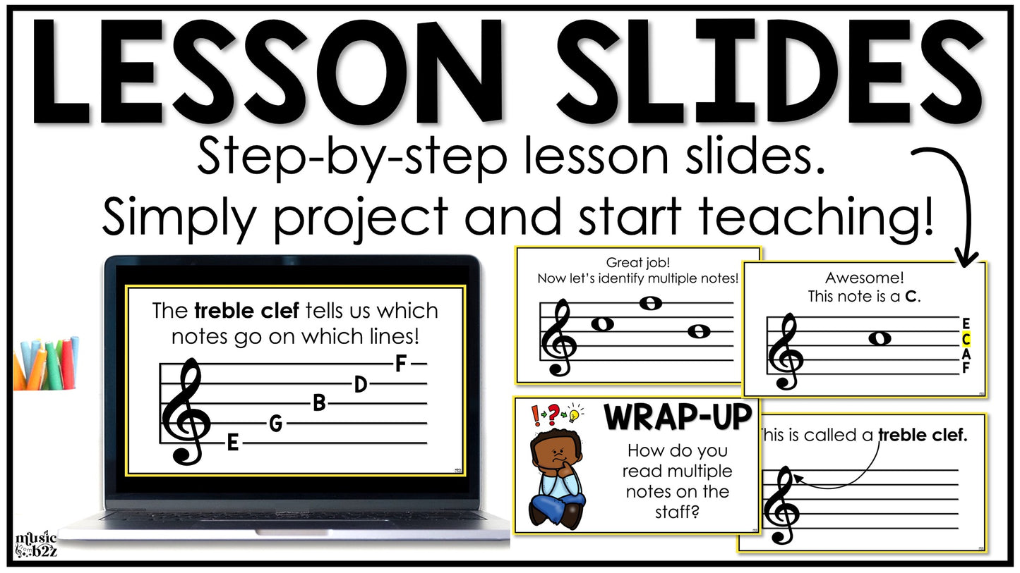 Treble Clef Unit Elementary Music Curriculum Lesson Activity Worksheets Games
