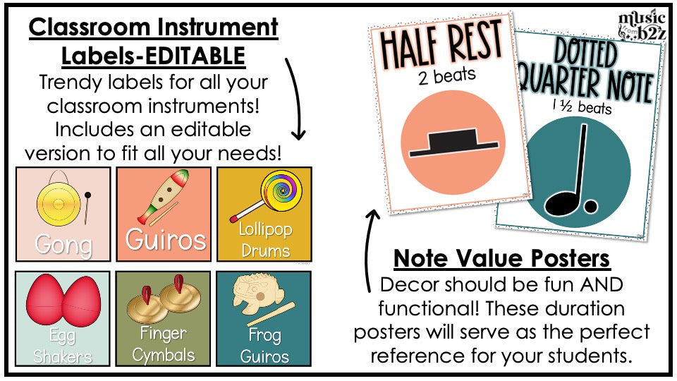Music Classroom Decor BUNDLE - Music Bulletin Board & Posters - Modern Oasis