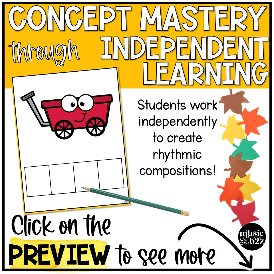 Fall Rhythm Worksheet Elementary Music Composition Centers & Activity for Autumn