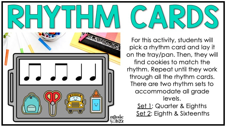 Back to School Rhythm Cookies Elementary Music Centers Game Craft Composition