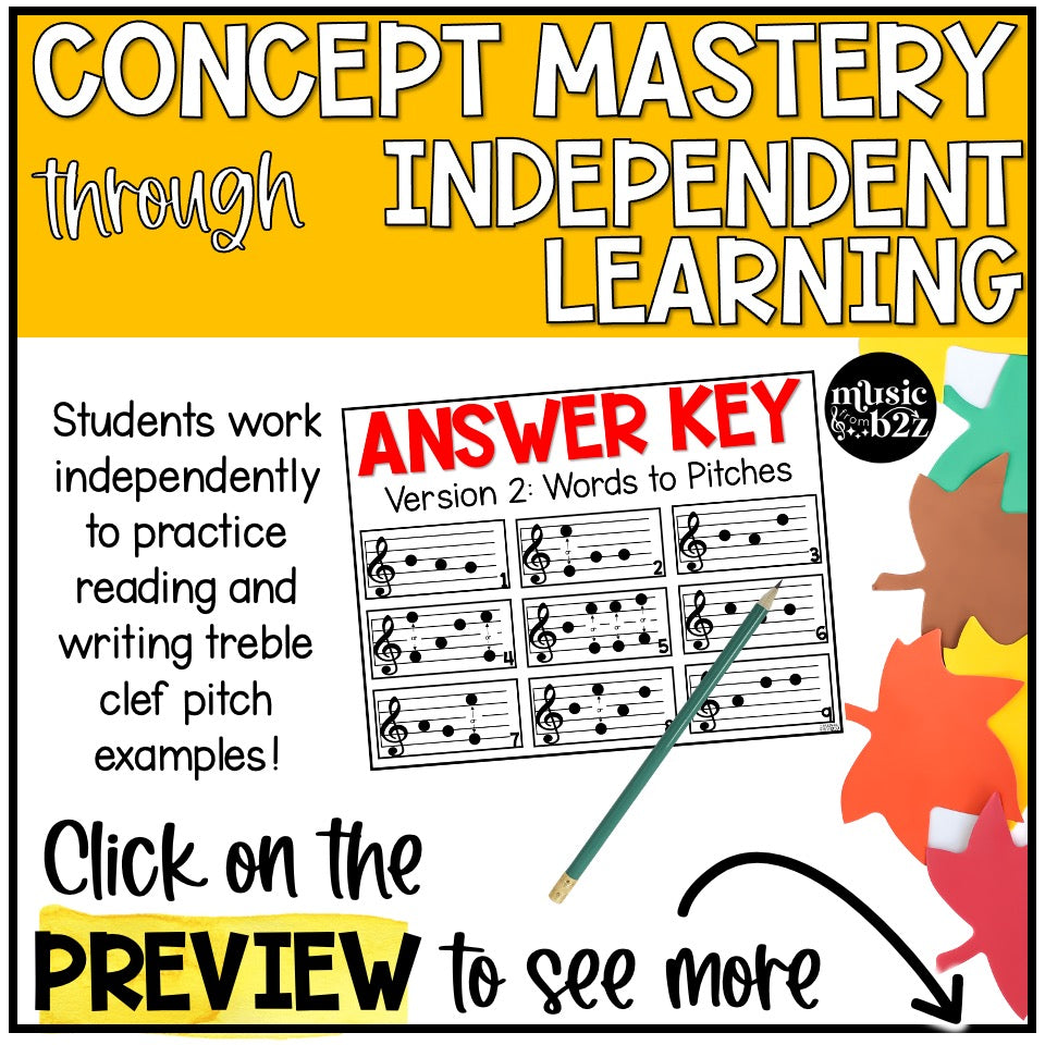 Fall Treble Clef Notes Music Write the Room Game & Scavenger Hunt for Autumn