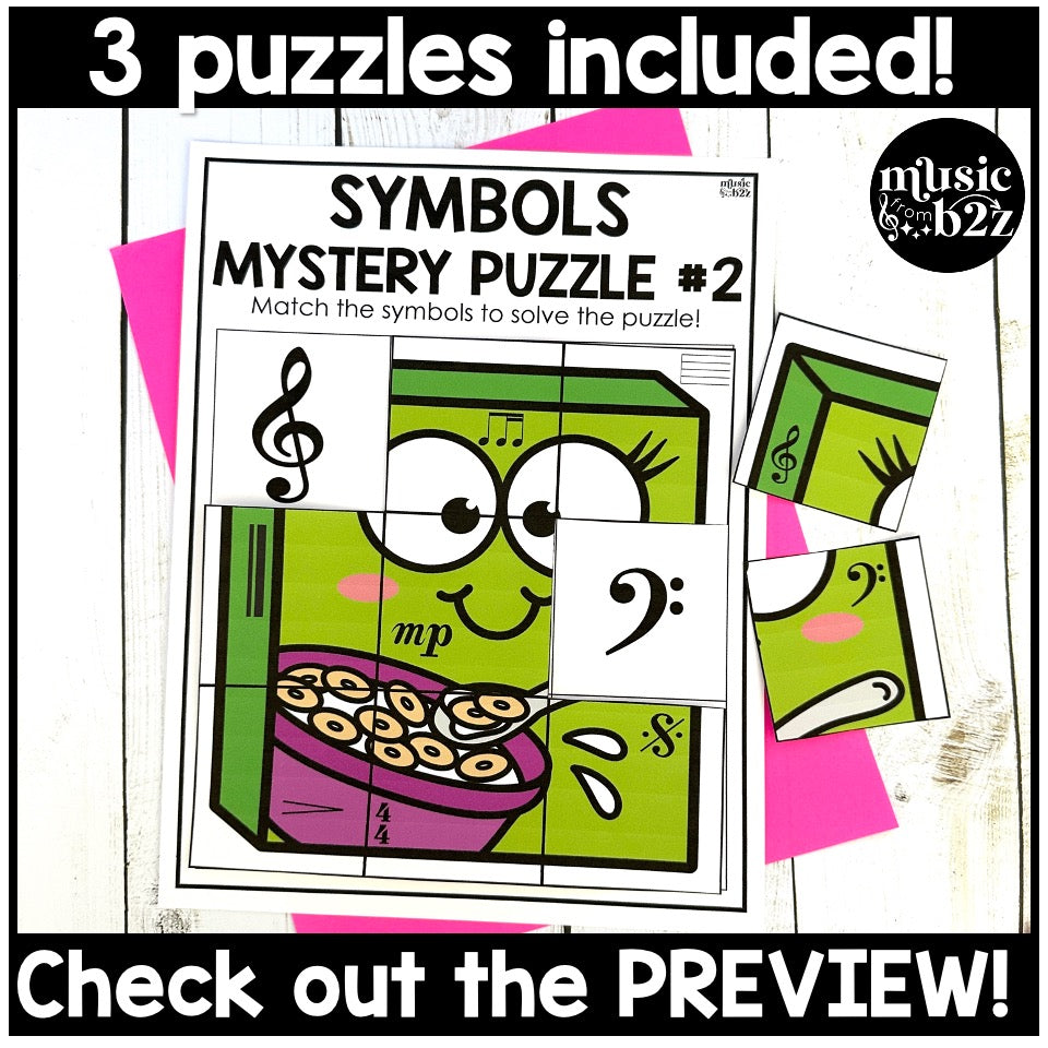 Music Symbols Mystery Puzzles Elementary Music Centers Sub Plans Activities