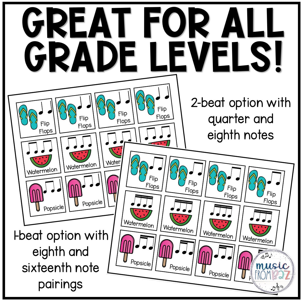 Summer Rhythm Cards Music Composing Summer Rhythm Worksheets & Composition