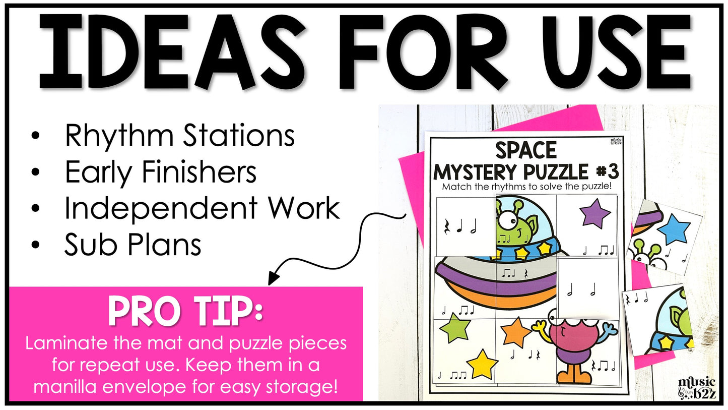 Half Note Rhythm Mystery Puzzles Elementary Music Centers Sub Plans Activity