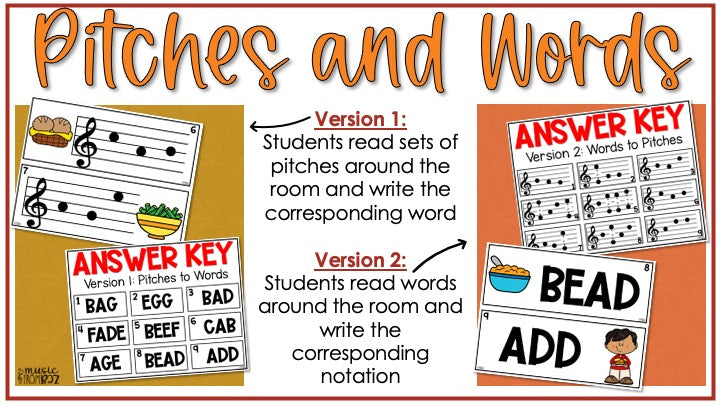 Thanksgiving Treble Clef Notes Music Write the Room Game & Turkey Scavenger Hunt