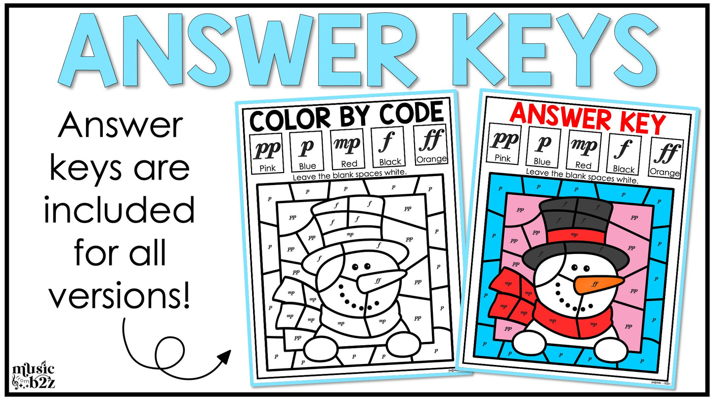 Winter Music Coloring Color by Note Winter Music Worksheets Dynamics