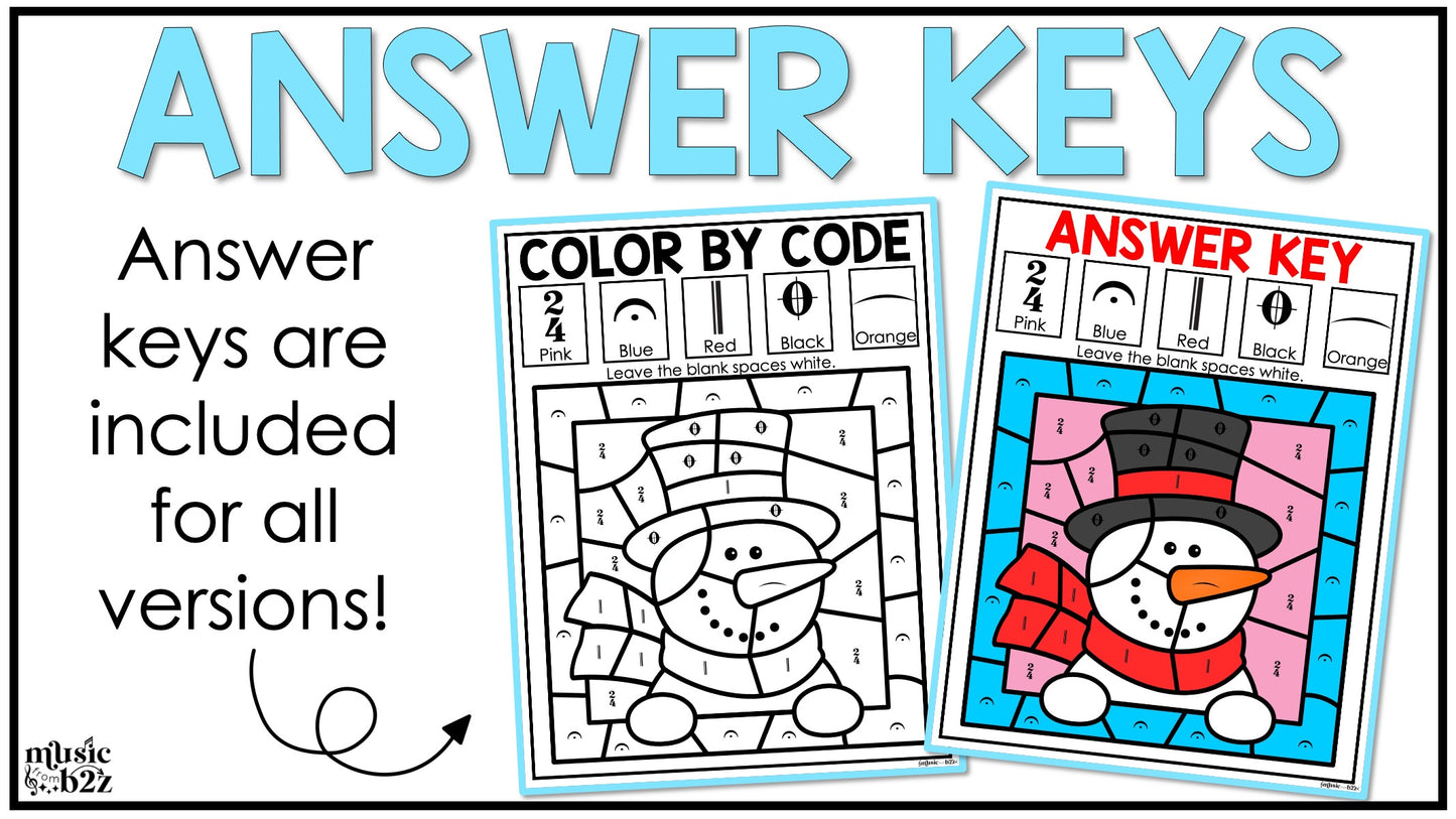 Winter Music Coloring Color by Note Winter Music Worksheets Music Symbols