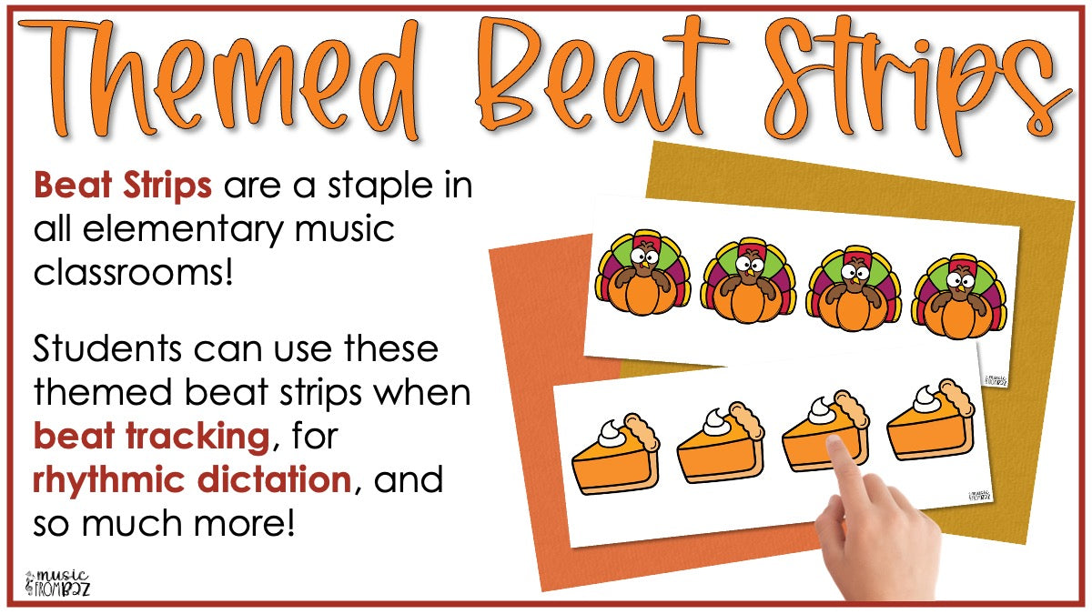 Thanksgiving Elementary Music Composition Rhythm Cards Worksheets & Beat Strips