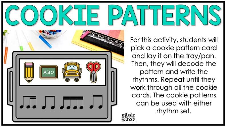 Back to School Rhythm Cookies Elementary Music Centers Game Craft Composition