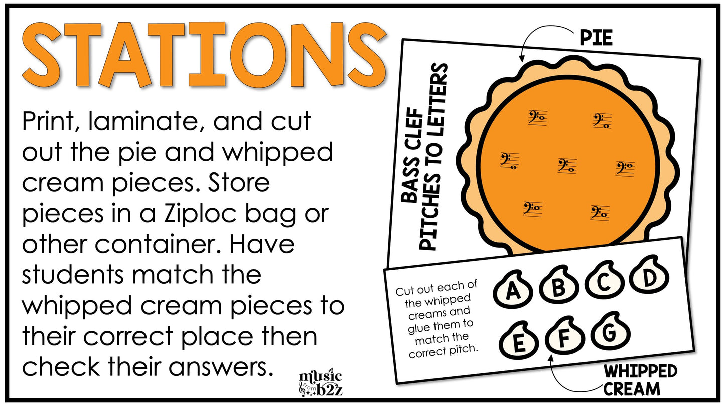 Thanksgiving Music Craft Treble Clef Bass Clef Music Centers Music Sub Plans