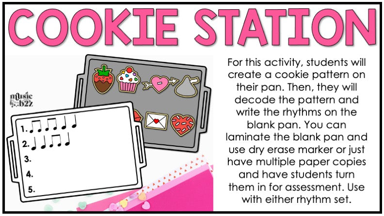 Valentines Day Rhythm Cookies Elementary Music Centers Game Craft Composition