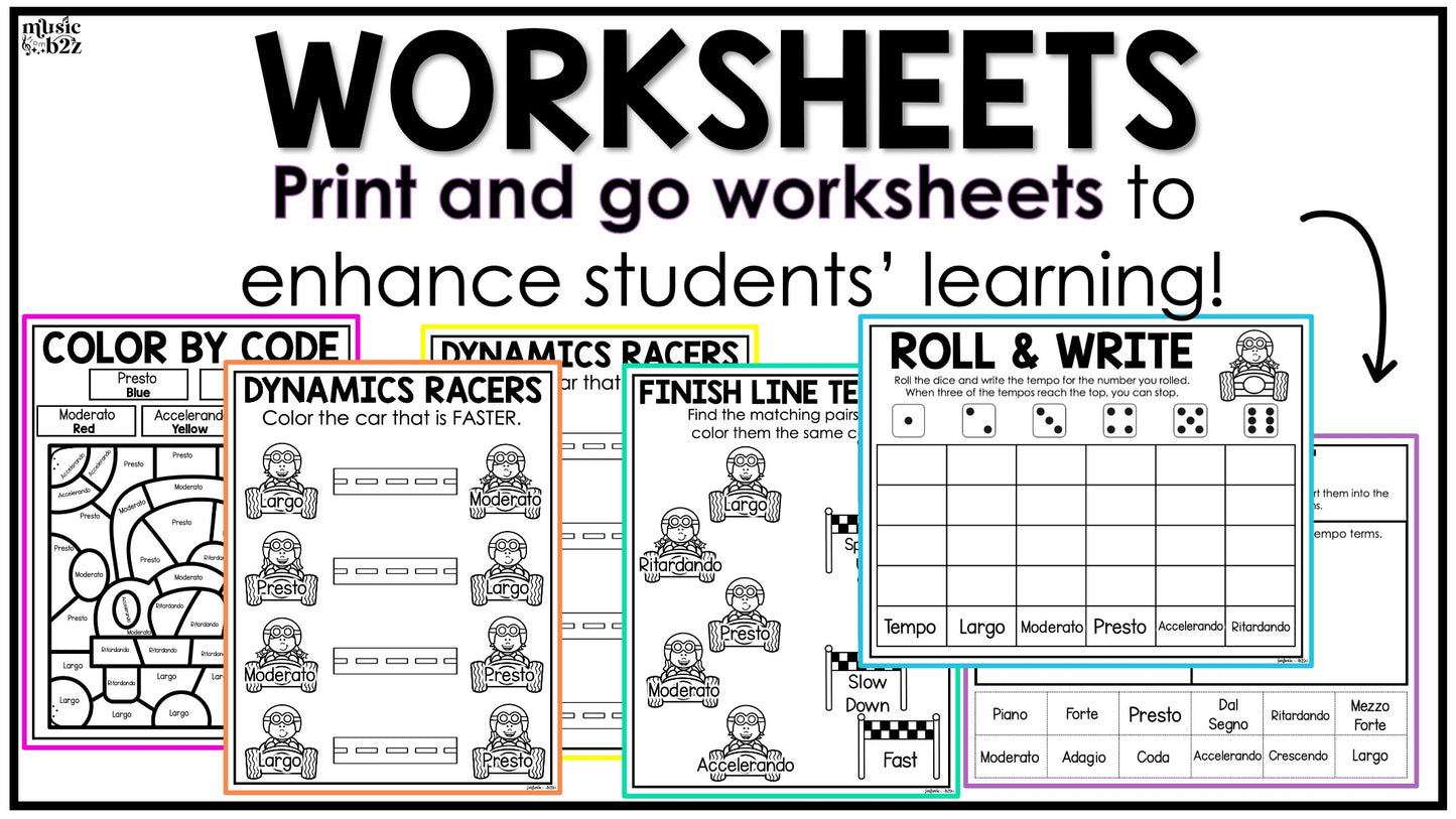 Tempo Unit Elementary Music Curriculum Lesson Activity Worksheets Games