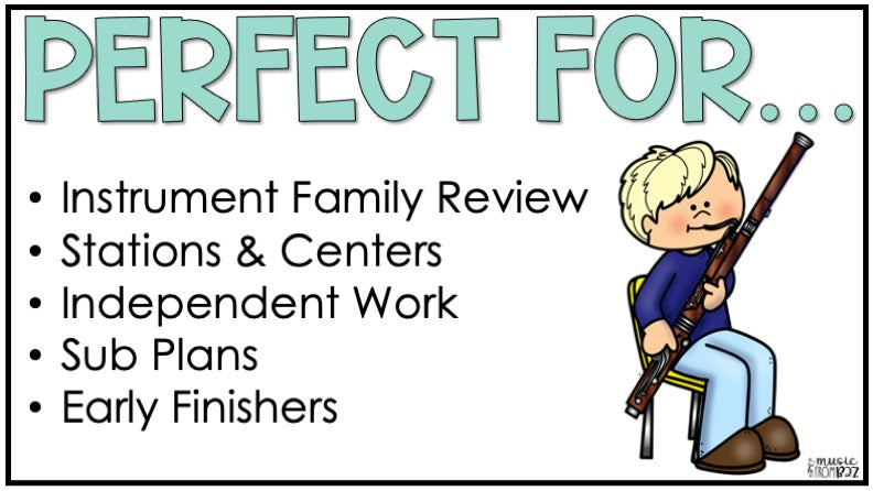 Woodwind Family Foldable Activity - Musical Instrument Families of the Orchestra Worksheet Lesson