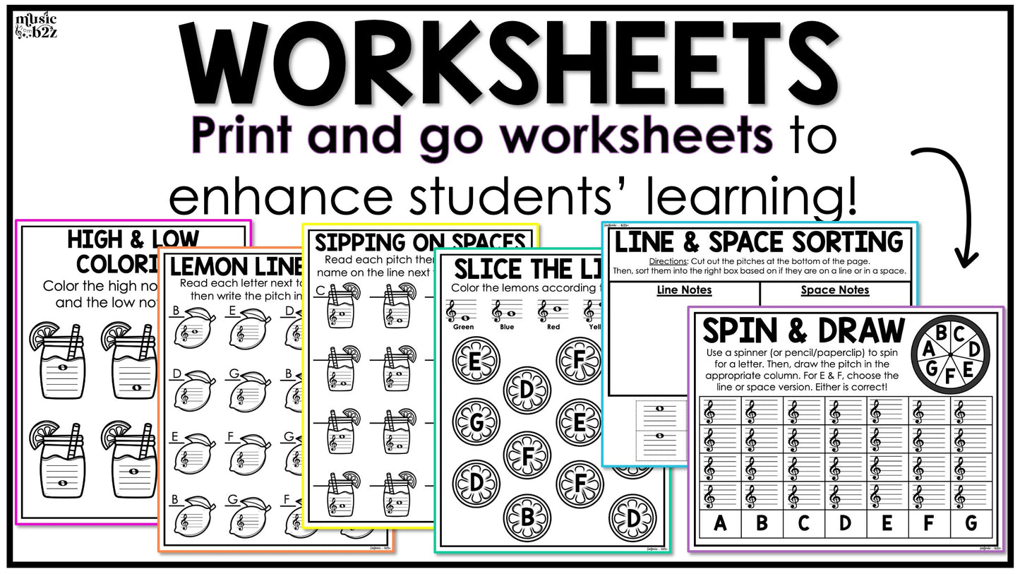 Treble Clef Unit Elementary Music Curriculum Lesson Activity Worksheets Games