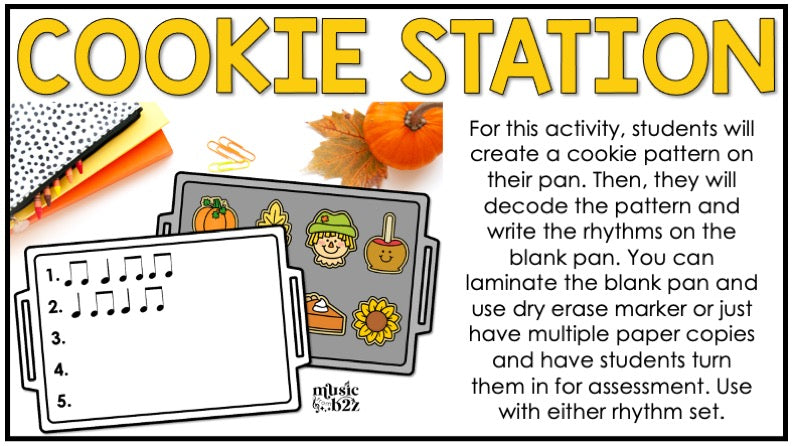 Fall Rhythm Cookies Elementary Music Centers Game Craft Composition