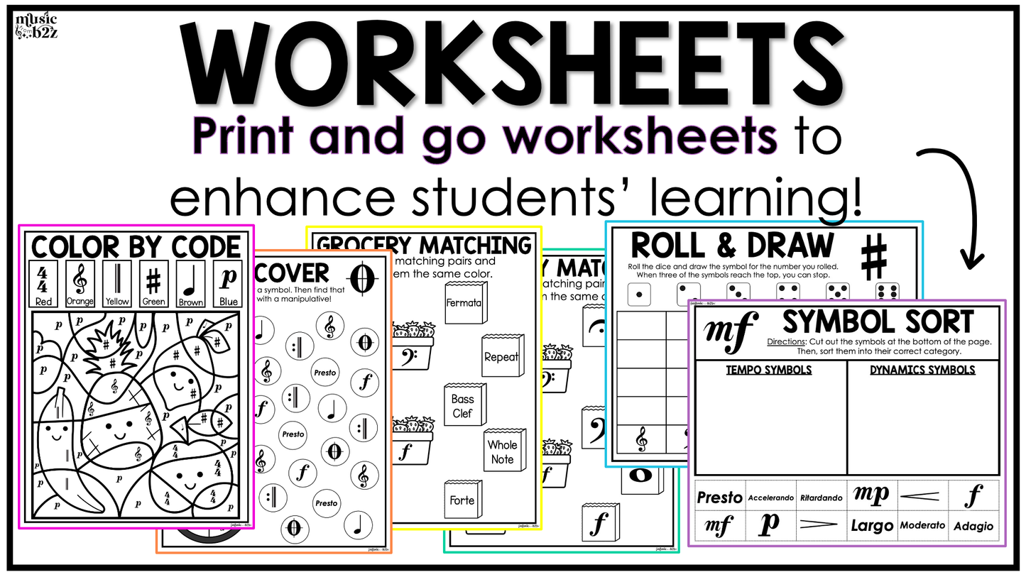 Music Symbols Unit Elementary Music Curriculum Lesson Activity Worksheets Games