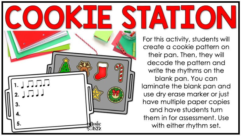 Christmas Rhythm Cookies Elementary Music Centers Game Craft Composition