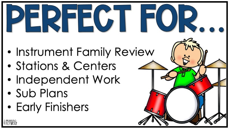 Percussion Family Foldable Activity - Musical Instrument Families of the Orchestra Worksheet Lesson
