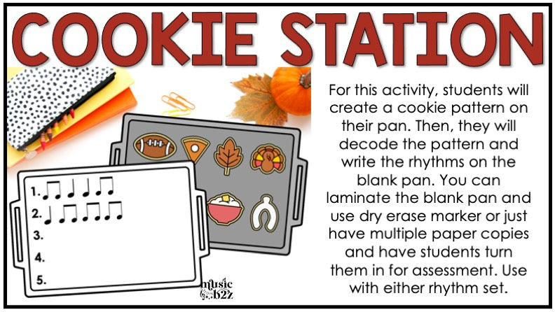Thanksgiving Rhythm Cookies Elementary Music Centers Game Craft Composition