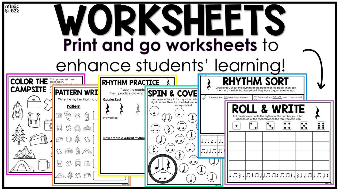 Quarter Rest Unit Elementary Music Lesson Activity Composition Worksheets