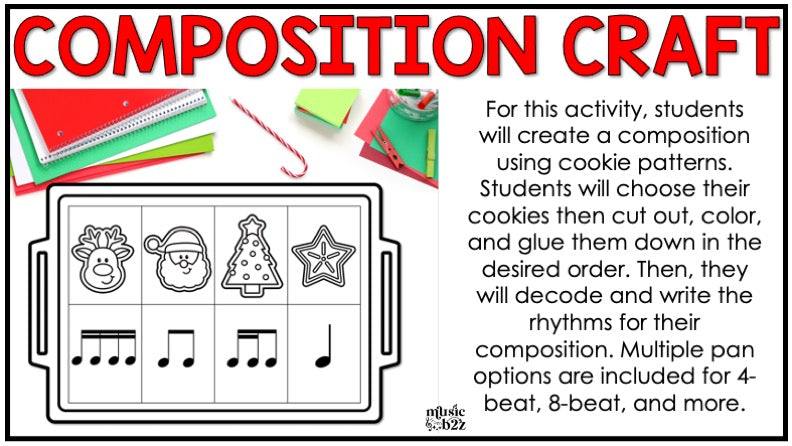 Christmas Rhythm Cookies Elementary Music Centers Game Craft Composition