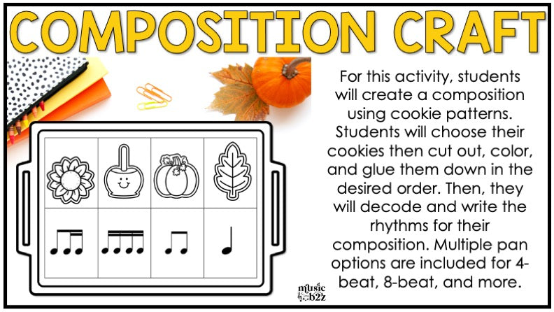 Fall Rhythm Cookies Elementary Music Centers Game Craft Composition