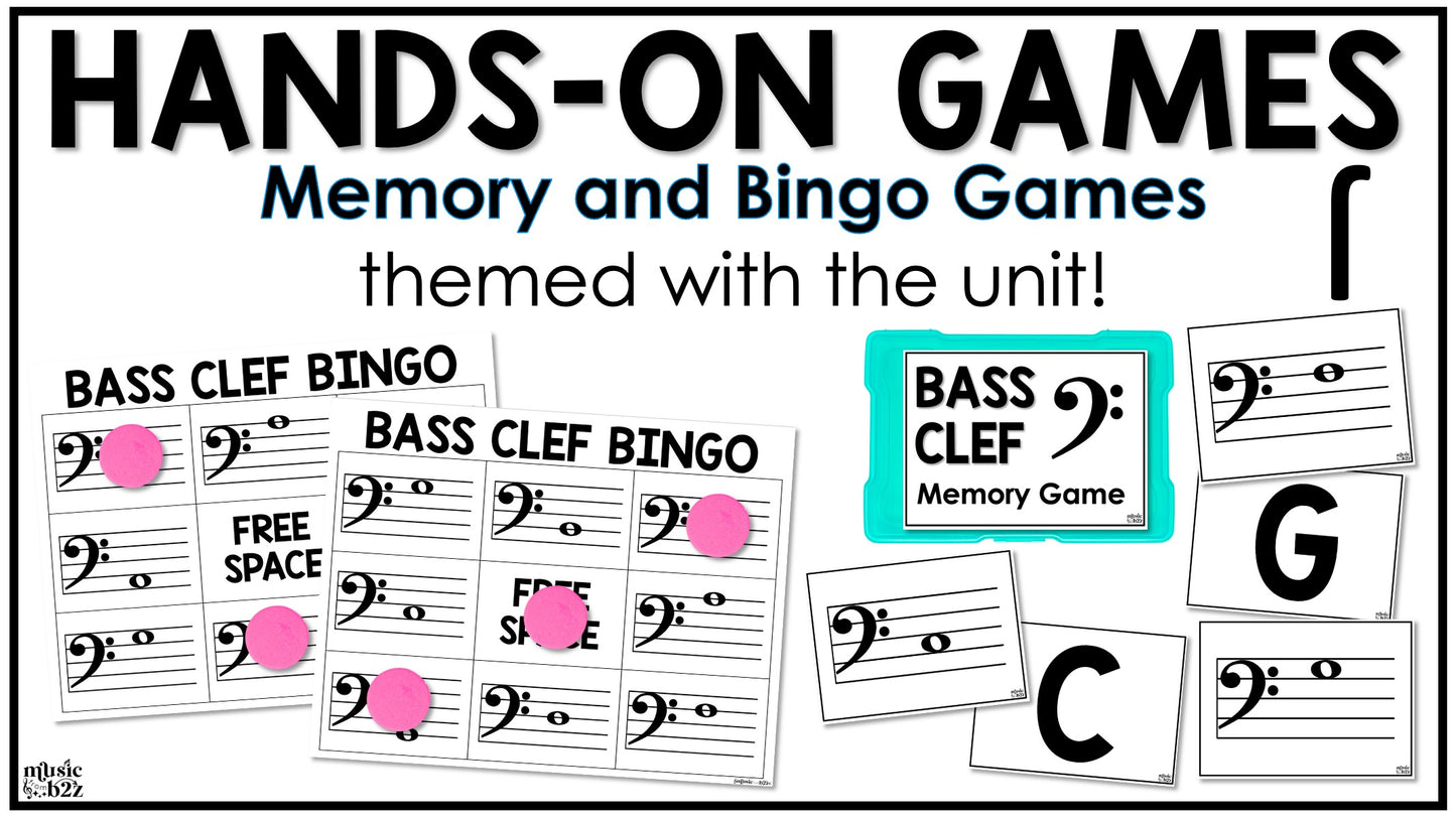 Bass Clef Unit Elementary Music Curriculum Lesson Activity Worksheets Games