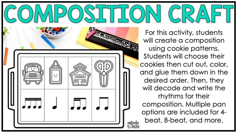 Back to School Rhythm Cookies Elementary Music Centers Game Craft Composition
