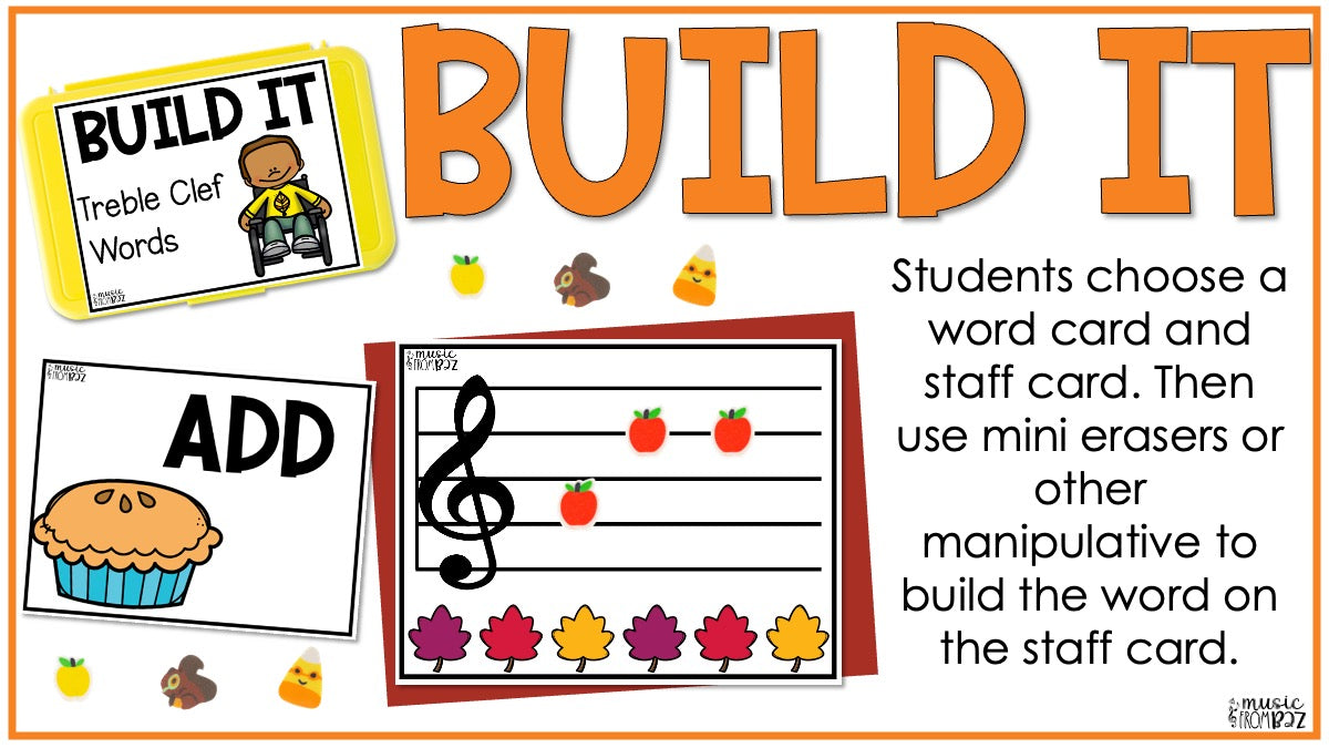 Fall Music Treble Clef Task Cards Treble Clef Notes Fall Music Activities