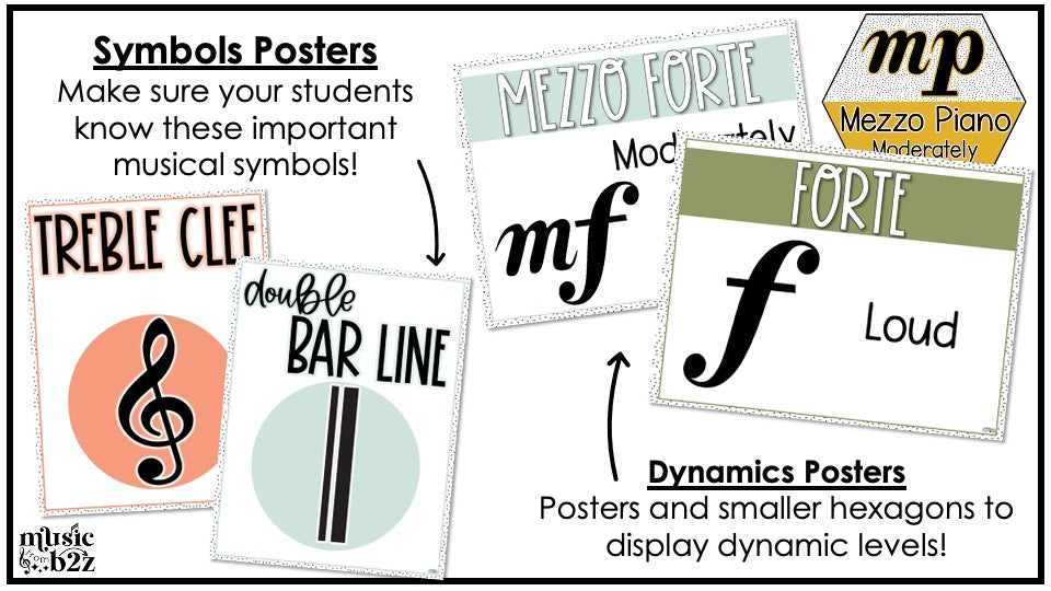 Music Classroom Decor BUNDLE - Music Bulletin Board & Posters - Modern Oasis