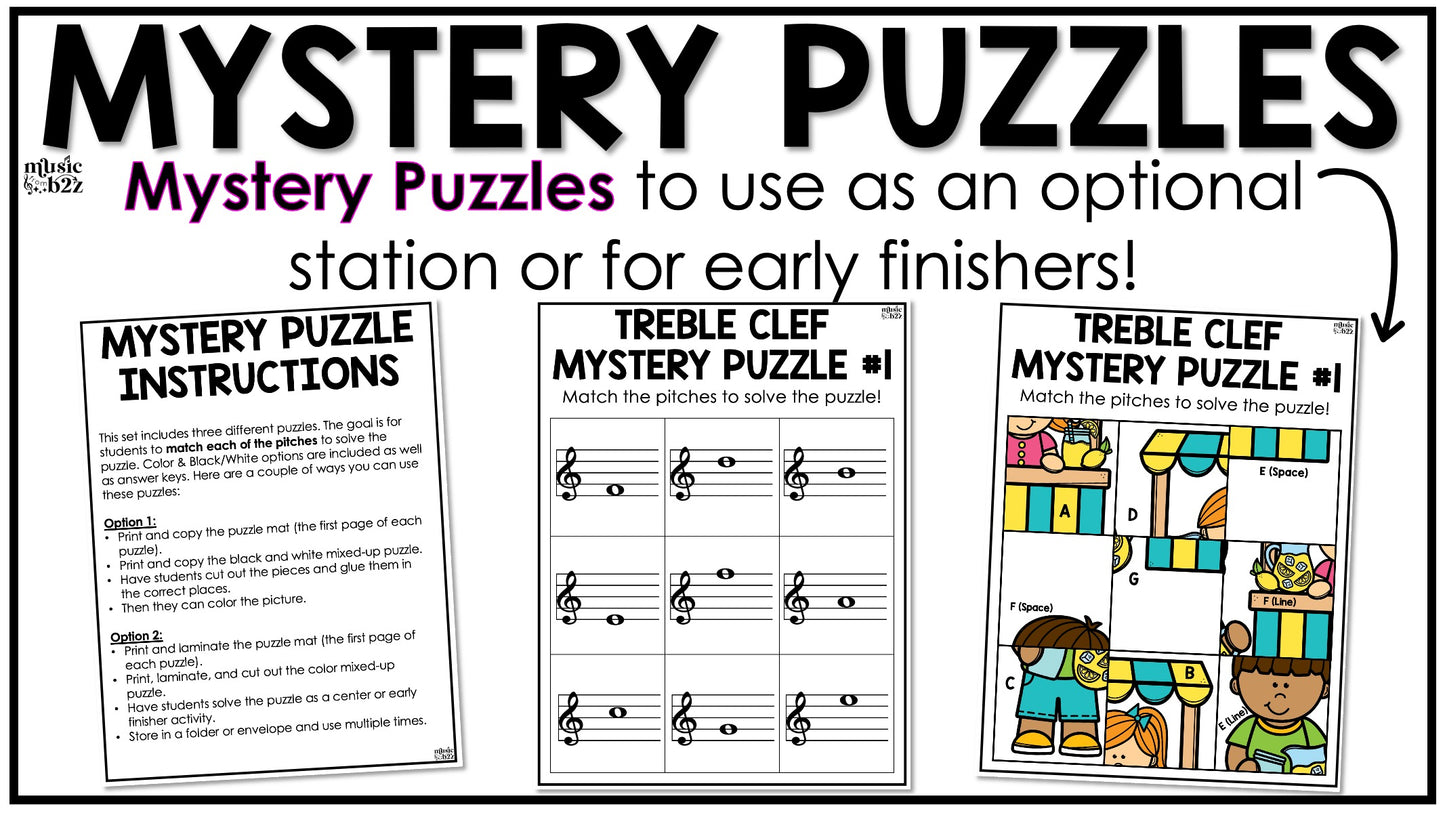 Treble Clef Unit Elementary Music Curriculum Lesson Activity Worksheets Games