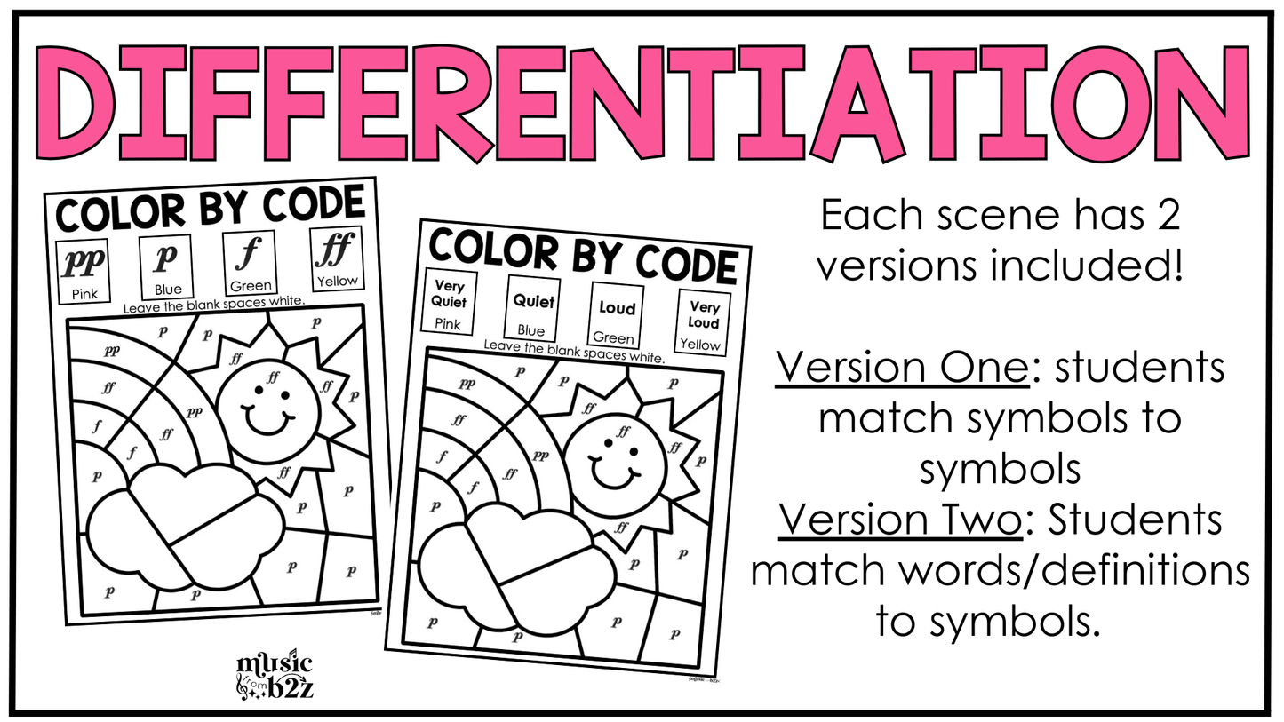 Spring Music Coloring Page BUNDLE Color by Note Spring Music Worksheets