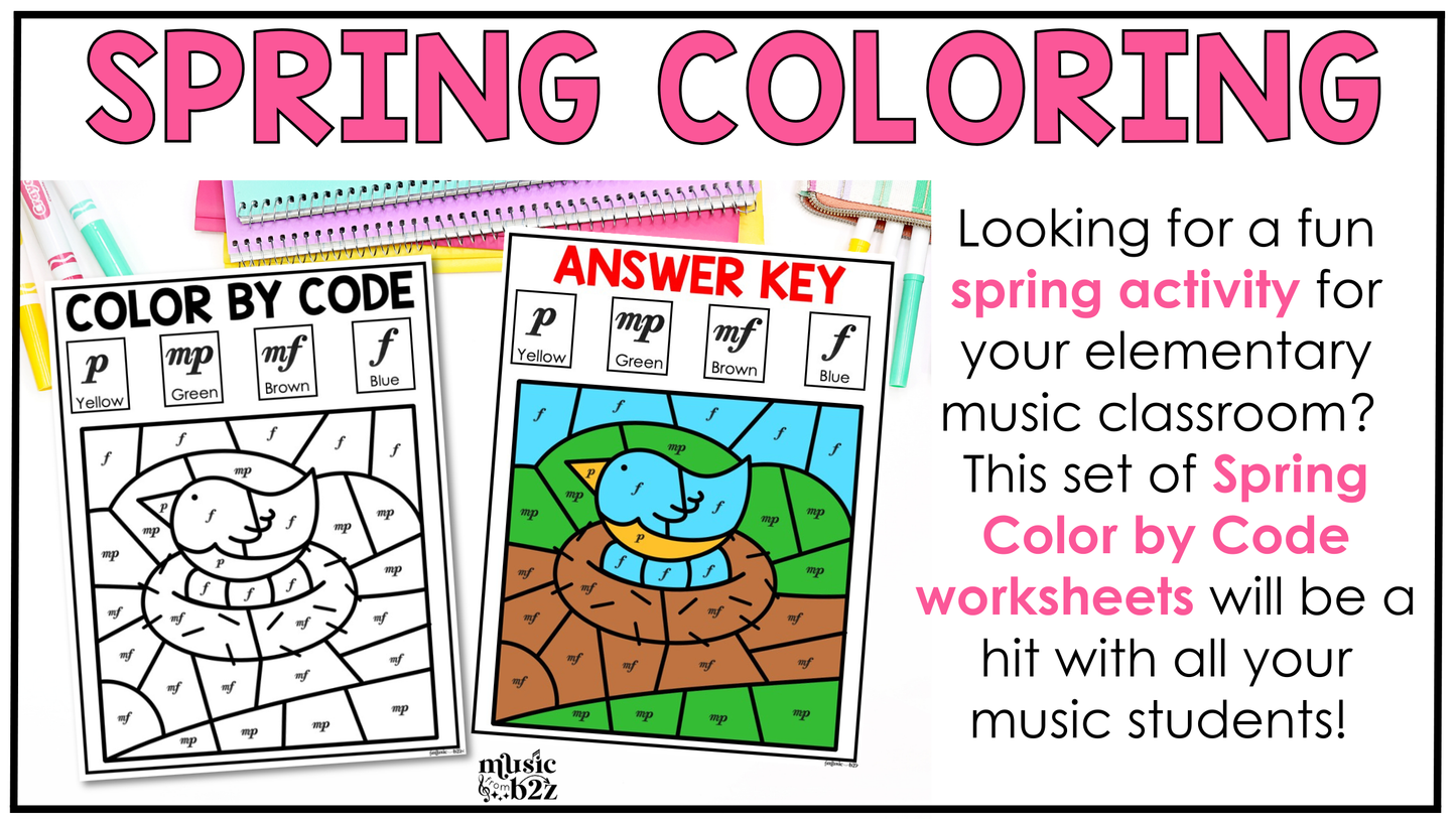 Spring Music Coloring Pages Color by Note Spring Music Worksheets Dynamics