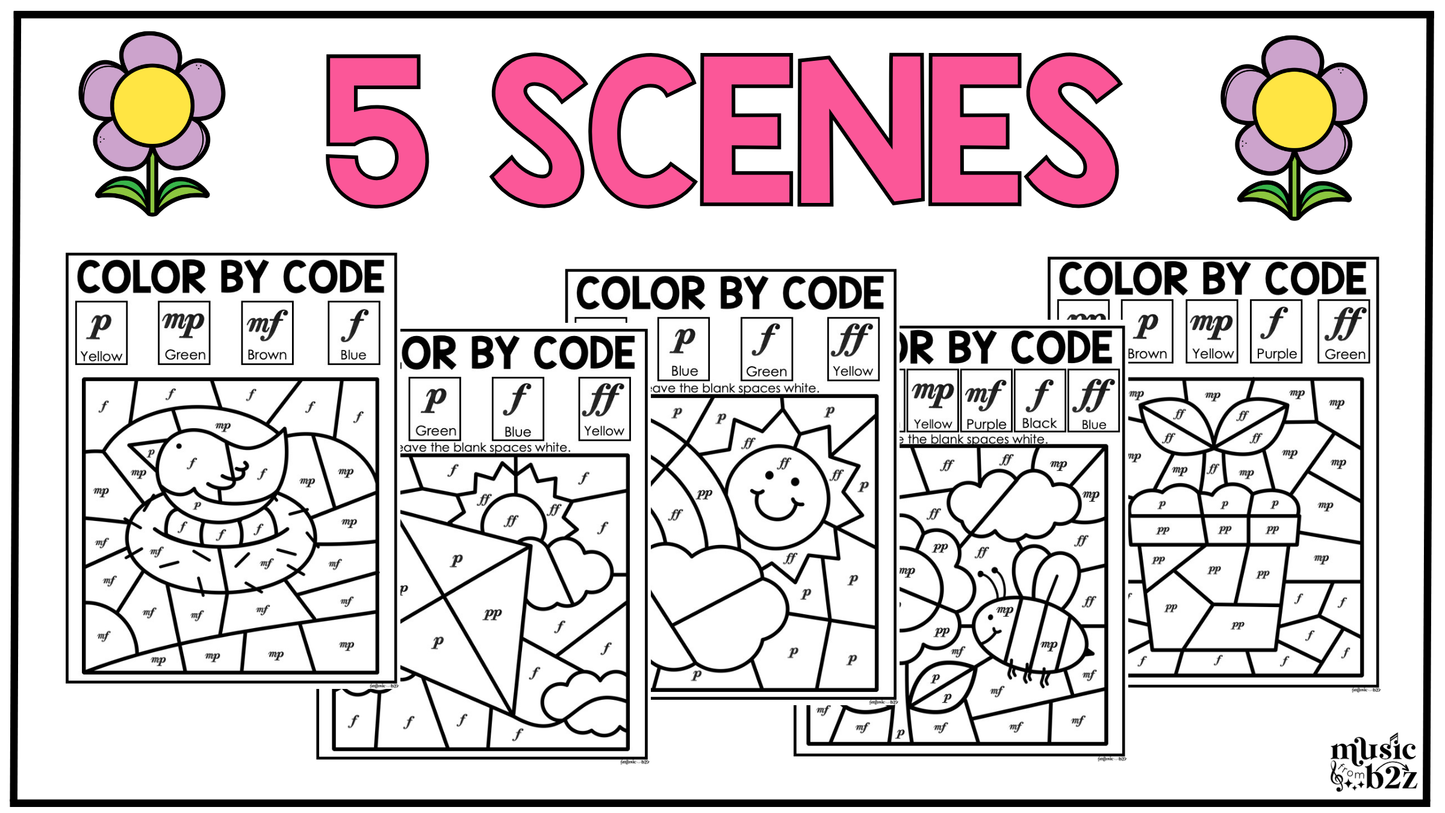 Spring Music Coloring Pages Color by Note Spring Music Worksheets Dynamics