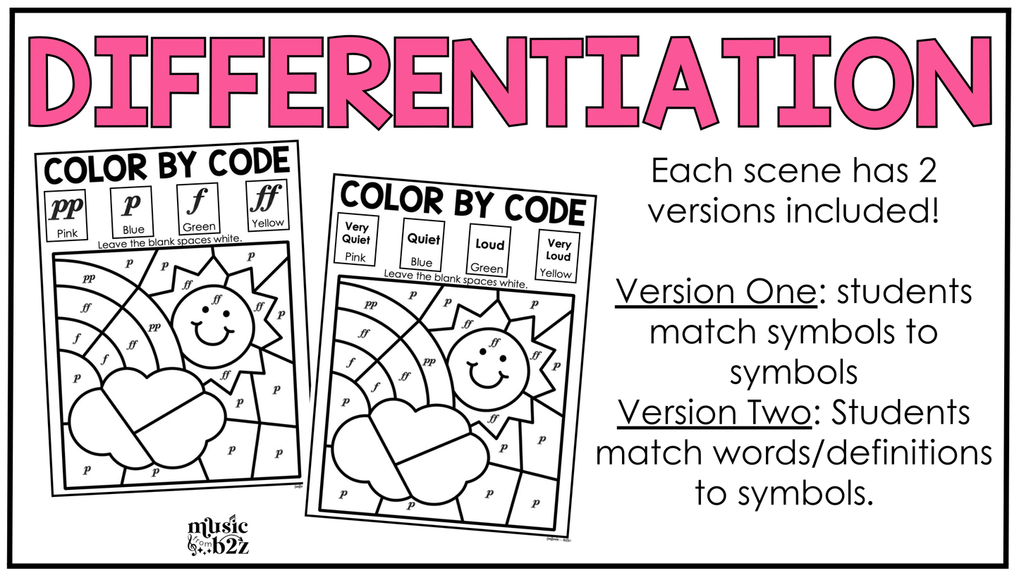 Spring Music Coloring Pages Color by Note Spring Music Worksheets Dynamics