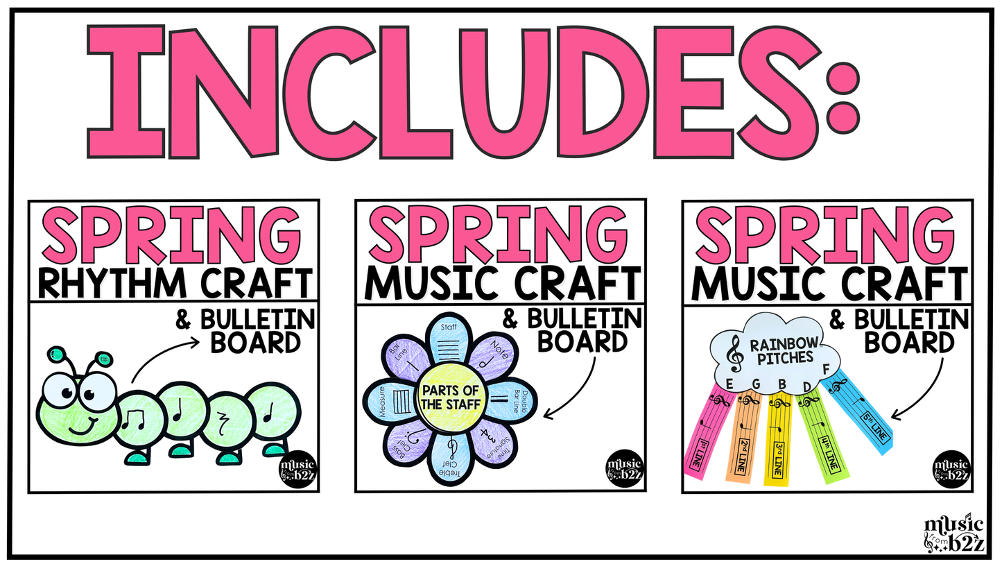 Spring Music Craft BUNDLE Spring Music Bulletin Board Music Sub Plan